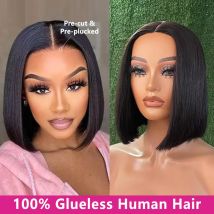 Wear And Go Glueless Parrucche Capelli Umani Chiusura Prepizzicata Bob Parrucche Capelli Umani Pronti Da Indossare Parrucche Anteriori Del Merletto Dritto Hd Per Le Donne