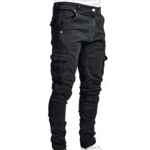 Männer Straße Elastische Denim Marke Jeans Schmale Beine Multi Taschen Cargo Hosen Casual Slim Fit Täglichen Tragen Jogger Mittlere Taille Hose