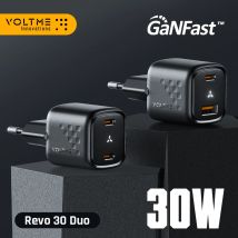 Caricatore GaN VOLTME 30W Caricatore USB A + USB C Ricarica rapida PD 3.0 QC 4.0 + Supporto PPS AFC FCP SCP MTK per iPhone 15 14 Pro Max