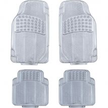 Juego Alfombrillas de Goma Universales para Todos los Coche diseño metalico, Alfombra 2 Delanteras y 2 traseras COSHANO