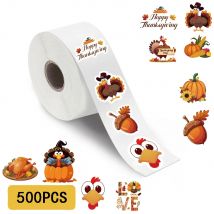 500PCS Thanksgiving Day Curls Seal Stickers DIY Turkey Cartoon Photocard Kawaii Good Harvest Waterproo Diary Scrapbook Sticker ﻿