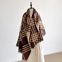 Neue Marke Eleganz Gestreiften Print Schal Weiche Warme Fransen Pashmina Schal Herbst und Winter Outdoor Kältebeständig Winddicht Decke