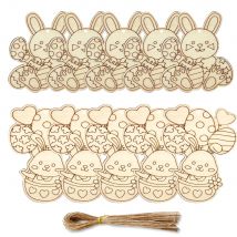 10 stücke Holz Kaninchen Anhänger Ostern Ei Hängen Ornament Für Frohe Ostern Home Party Dekoration Kinder DIY Malerei Geschenke Versorgung