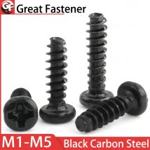 20-200 Stück Kohlenstoffstahl M1 M1,2 M1,4 M1,7 M2 M2,3 M2,6 M3 M3,5 M4 M5 Mini Phillips Kreuzschlitz-Flachkopf-selbstschneidende Schraube