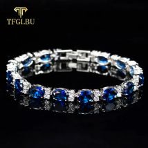 Tfglbu trend ige bunte 4*6mm Edelstein Armband für Frauen 100% solide 925 Silber Phantasie Armreif Geburtstags geschenk Luxus Schmuck Großhandel