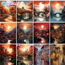 GATYZTORY Bilderrahmen, DIY-Ölgemälde nach Zahlen, Kits, Acryl-Wandkunst, Heimdekoration, Herbstlandschaft, Malen nach Zahlen für Heimwerker