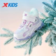 Xtep Kinder-High-Top-Baumwollschuhe für Mädchen, Winter, doppelte Baumwolle, rutschfest, Plüsch, warm, verschleißfest, Turnschuhe 676414379589