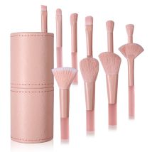11-teiliges Pro-Reise-Make-up-Pinsel-Set – Faserpinsel mit rosa/transparentem Griff und Aufbewahrungskoffer für Gesicht/Auge, tragbares Kosmetikset