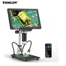 TOMLOV DM202 16MP 3X-1300X Microscopio digitale per saldatura Microscopi elettronici Lente d'ingrandimento per amplificazione HDMI Microscopio da 10"