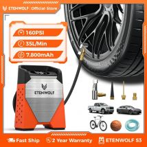Compressore d'aria portatile per gonfiaggio pneumatici ETENWOLF ZEPHYR S3, gonfiaggio rapido da 1 minuto e ciclo di lavoro al 100%, pompa d'aria da 160 PSI per auto