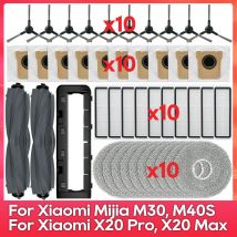 Compatible con ( Xiaomi Robot Vacuum X20 Pro, X20 Max, M30, M40S, D102GL, D109GL, D102 ) Piezas Accesorios Cepillo Filtro Mopa Bolsa de polvo