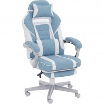 HOMCOM Silla Gaming Reclinable con Reposapiés Retráctil Soporte Lumbar Azul