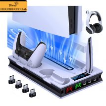 Dinofire per PS5 supporto per ventola di raffreddamento Dual Fast Charger per PlayStation5 Controller stazione di ricarica per disco PS5 e edizione digitale