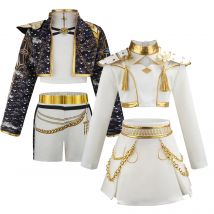 Halloween K-POP Costume for Girls Lumi 3-Piece Black Performance Set from Demonic Huntress Girls Zoe Cosplay Walk Show Dress
