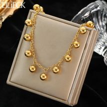 Eilieck 316l Edelstahl Gold Farbe Perlen Ball Anhänger Halskette für Frauen neue Mode Design Mädchen Halsreif Schmuck Party Geschenk