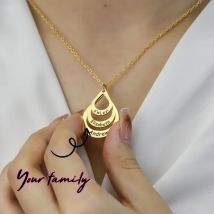Neue Mode Waterdrop Personalisierte Name Halskette Edelstahl Gravierte Familie Halskette Anhänger Anpassbare Schmuck Geschenk