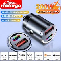 100W/200W QC3.0 PD Mini Caricabatteria per auto 12-24V Accendino Caricatore per auto USB tipo C a ricarica rapida per Xiaomi Samsung Huawei iPhone Power