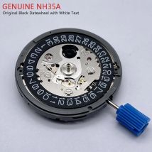 Original Japan NH35 Automatic Mechanical Movement Black Datewheel White Text 24 Jewels Mod Replace Mechanism NH35A Tmi Top Rated