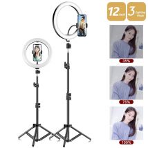 Lampada ad anello per selfie a LED da 26 cm Illuminazione ad anello per selfie fotografica Luce di riempimento remota USB per video Tiktok dal vivo con supporto per telefono Treppiede