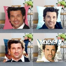 45X45cm Patrick Dempsey Pillow Cover Bedroom Home Office Decorative Pillowcase Square Zipper Pillow Cases Satin Fabric