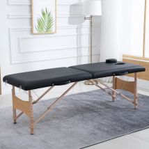 HOMCOM Camilla de Masaje Plegable de Madera con Reposacabezas 186x60x58-81 cm