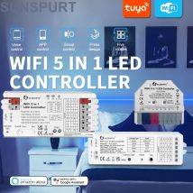10Matter WLED Tuya WiFi 5 in 1 LED Strip Controller 20A RGBCCT RGBW RGB CCT WW CW Dimmer Tuya Smart Life Alexa App Voice Control