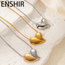 ENSHIR 316L Edelstahl Unregelmäßige Glatte Herz Halskette Ohrring Für Frauen Übertreibung Einfache Schmuck Set Geschenke