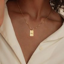 Benutzer definierte Name Halskette Persönlichkeit quadratisches Typenschild Anhänger Edelstahl Box Kette Frauen Unisex Schmuck Geburtstags geschenk