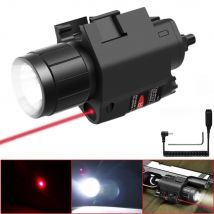 Red Dot Laser Beam 800 Lumens Tactical Flashlight Combo with CR123A Battery Outdoor Hunting for 20mm Picatinny Rail