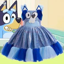 Nuovo Bluey Anime Summer Girl Abito con bretelle Simpatico bingo per bambini Festa di compleanno Abito da sera Abito da principessa Ragazza Regalo a sorpresa