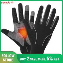 Santic Guanti da uomo con dita intere Guanti da ciclismo invernali in pile termico più caldi Guanti da bici MTB da moto maschili antivento K9M9134