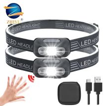 Mini LED Headlight USB ricaricabile faro Wave Sensor Head torcia Outdoor Houshold lampada per campeggio escursionismo pesce di emergenza