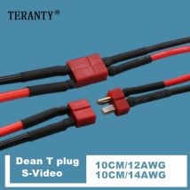 Deans T Connettore T Spina Maschio Femmina Connettore 10 cm 12AWG Estensione di Alta Qualità Filo di Silicone Batteria Collegare il Cavo All'ingrosso