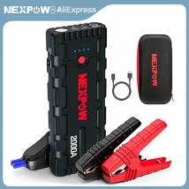 NEXPOW Accumulatori e caricabatterie di riserva per avviamento di emergenza per auto con corrente di picco da 2000 A, amplificatore per batteria portatile da 12 V con ricarica rapida USB 3.0