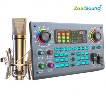 Zeals ound Professional Podcast Live-Soundkarten-Equipment-Bundle mit 48-V-XLR-Mikrofon für PC-Aufnahmen mit Streaming-Spielen