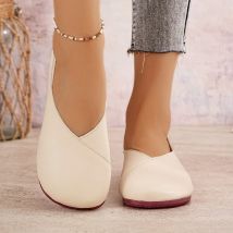 Frühling und Herbst SolidColor Flacher Mund Runder Kopf Flache Schuhe Modische Neue Stil Bequeme Casual Einzelnen Schuhe für Frauen