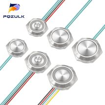 Ultrakurzer Drucktastenschalter, wasserdicht, 16/19/22 mm, 12 V, 24 V, LED-Licht, kurzzeitig, selbstrückstellende Verkabelungstasten ohne Fixierung