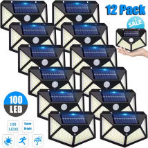 Lampada da parete solare a 100 LED Lampada da esterno con sensore di movimento PIR solare Lampione stradale solare impermeabile per la decorazione del percorso del giardino