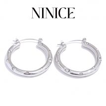 NiNice Modischer Edelstahlschmuck mit Glänzenden Kubischen Zirkonia-Steinen, Personalisierter Runder Schmuck mit Eleganter Ausstrahlung