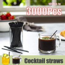 50/500/3000PCS Black Straws Drinking Straws Coffee Stirrers Sip Straw Black Tea Cocktail Drink Tube Straw Bar Party Wholesale
