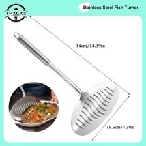 Edelstahl Fisch Braten Spatel Ei Pan Scoop Küche Utensilien Antihaft Lange Griff Steak Schlitz Flache Schaufel Kochen Werkzeug