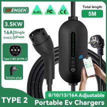 IPENGEN Typ2 Tragbares EV-Ladegerät 3,5 kW 16 A Elektroauto-Ladegerät EVSE-Ladekabel Wallbox WiFi APP-Steuerung 5 m Kabel