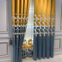 Nordic Luxus Golden Leaf Semi-Blackout Vorhang Für Wohnzimmer Villa Schlafzimmer Hohl-Out Samt Bestickt Fenster DrapesZH440 #3