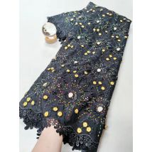 Afrikanischer Spitzenstoff 2025, hohe Qualität, Baumwollstoffe pro Meter, Stickerei, Strass, Leinen, Ballkleider, Tüll, Design, 5 Yards