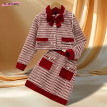 New Kids Girls Clothing Set Long Sleeve Single Breasted Spring Autumn Children Suit Casual Fashion Sweet Elegant Girls Outfits