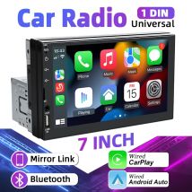 7“ 1 Din Car Radio Carplay Android Auto Multimedia Player Universal Autoradio HD Touch Screen FM AUX Input Bluetooth MirrorLink