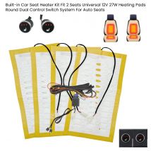 Kit riscaldatore per seggiolino auto integrato adatto a 2 posti Cuscinetti riscaldanti universali 12V 27W Sistema di interruttori di controllo doppio rotondo per sedili auto