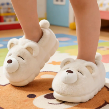 Hausschuhe, Cartoon-Winterschuhe für Kinder, warm, rutschfest, weicher Boden, weicher Boden, weiß-grüne Schuhe, Größe 36–45