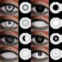 D'ORELLA 1pair/2pcs Halloween Colorful Contact Lenses for Eyes Anime Cosplay Eye Contacts Multicolored Lenses White Black Lenses