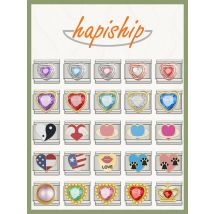 Hapiship New Popular Fashion Sweet Romantic Heart Love Charm Links Fit 9mm Stainless Steel Bracelet Making DIY Jewelry DJ383